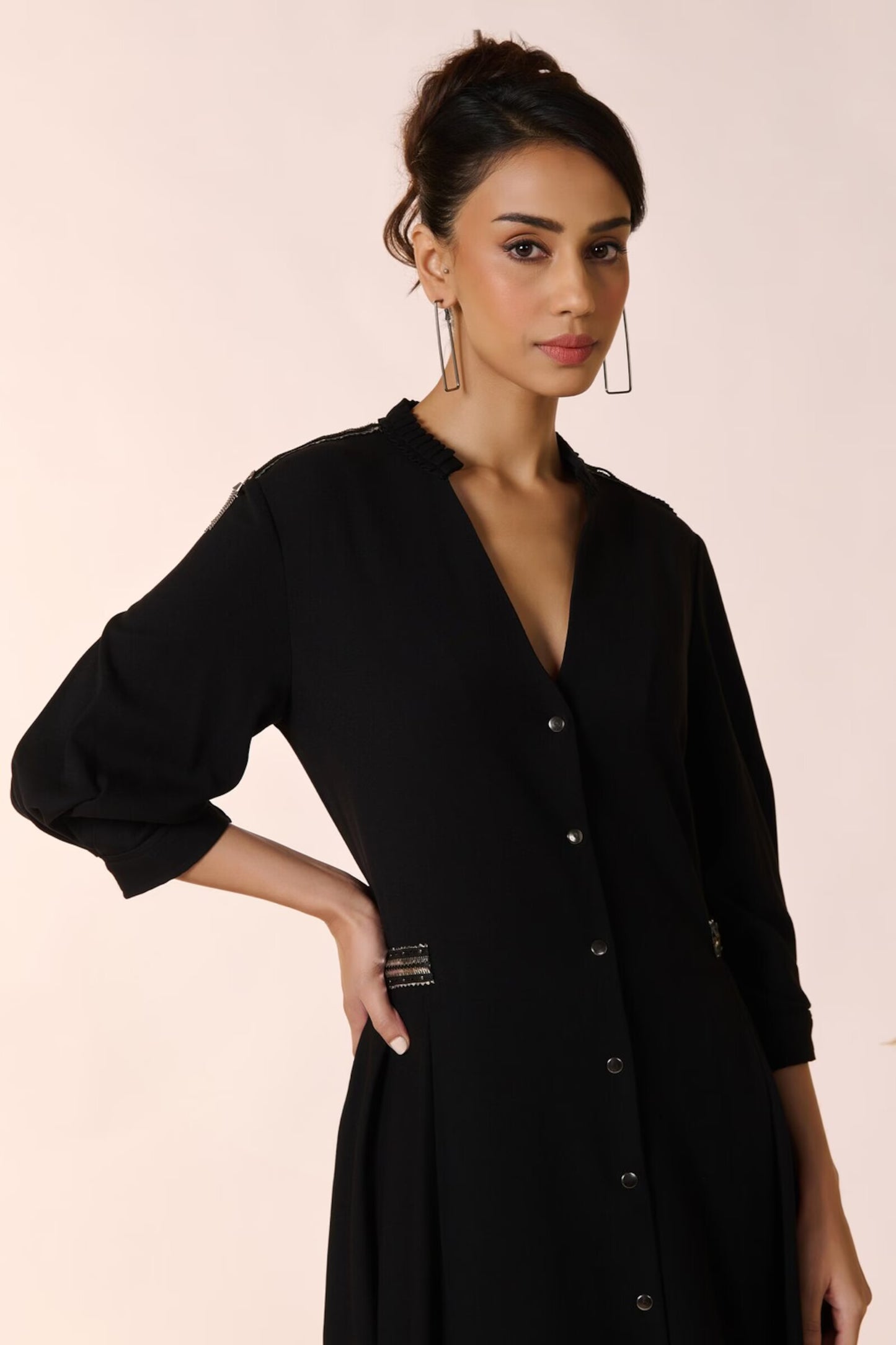 Asymmetric Black Shirt Dress