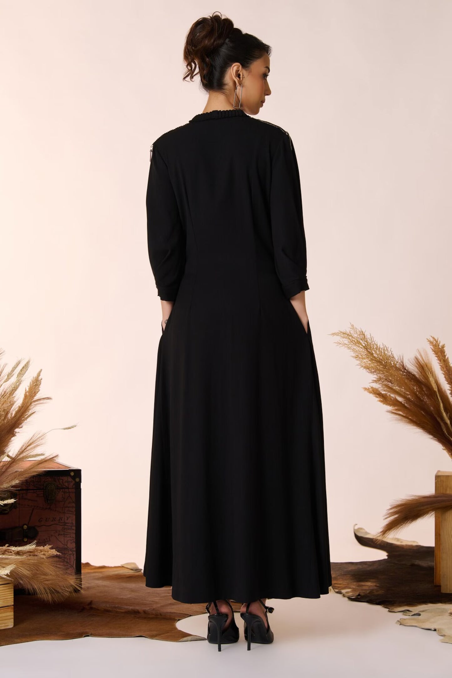 Asymmetric Black Shirt Dress