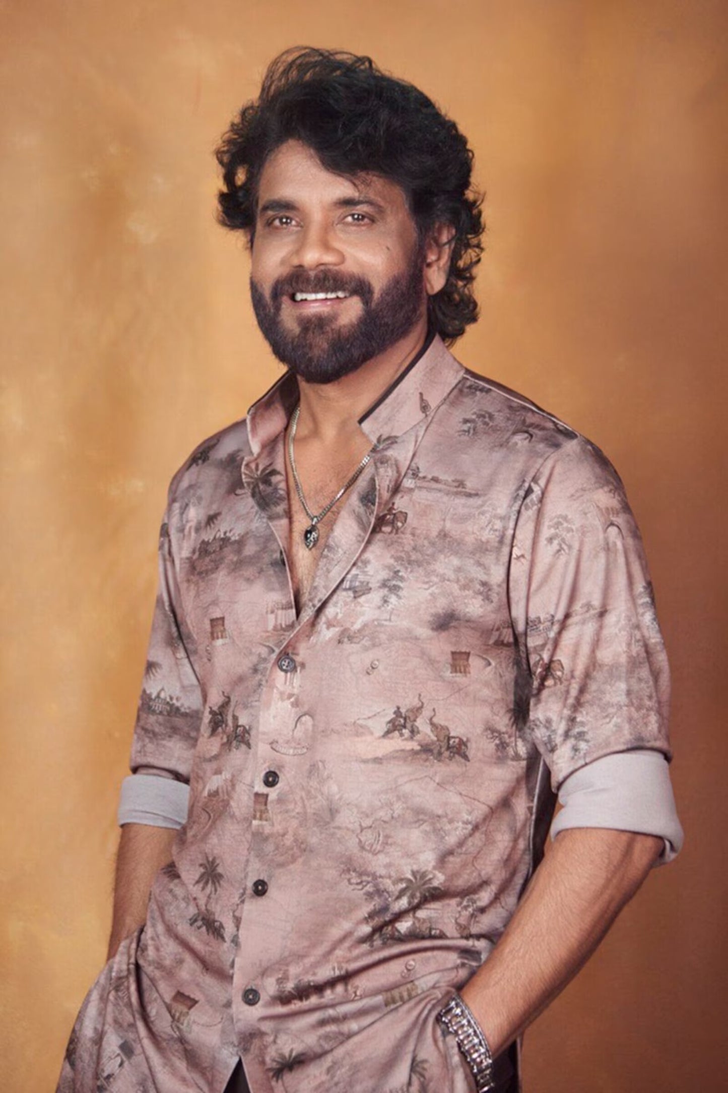 Nagarjuna in Safari Printed Shirt Kurta