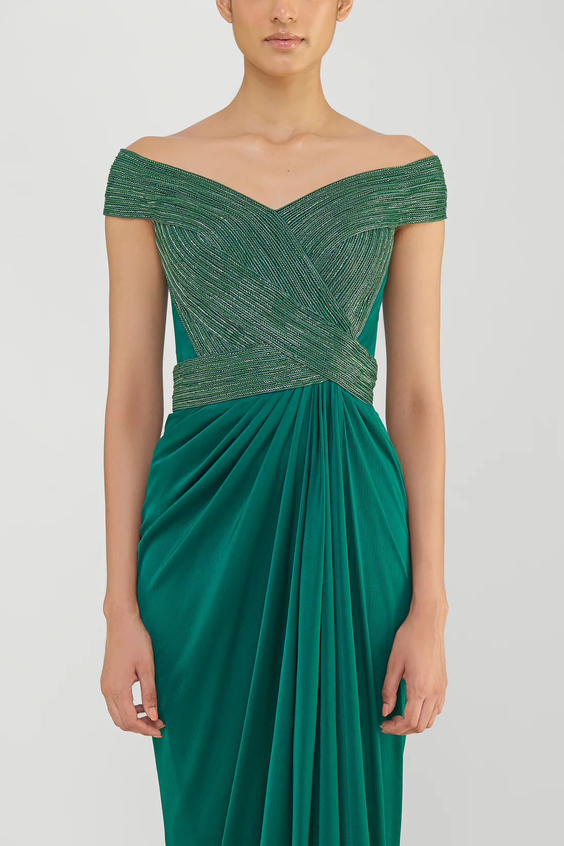 Moulded Gown With A Chiffon Drape