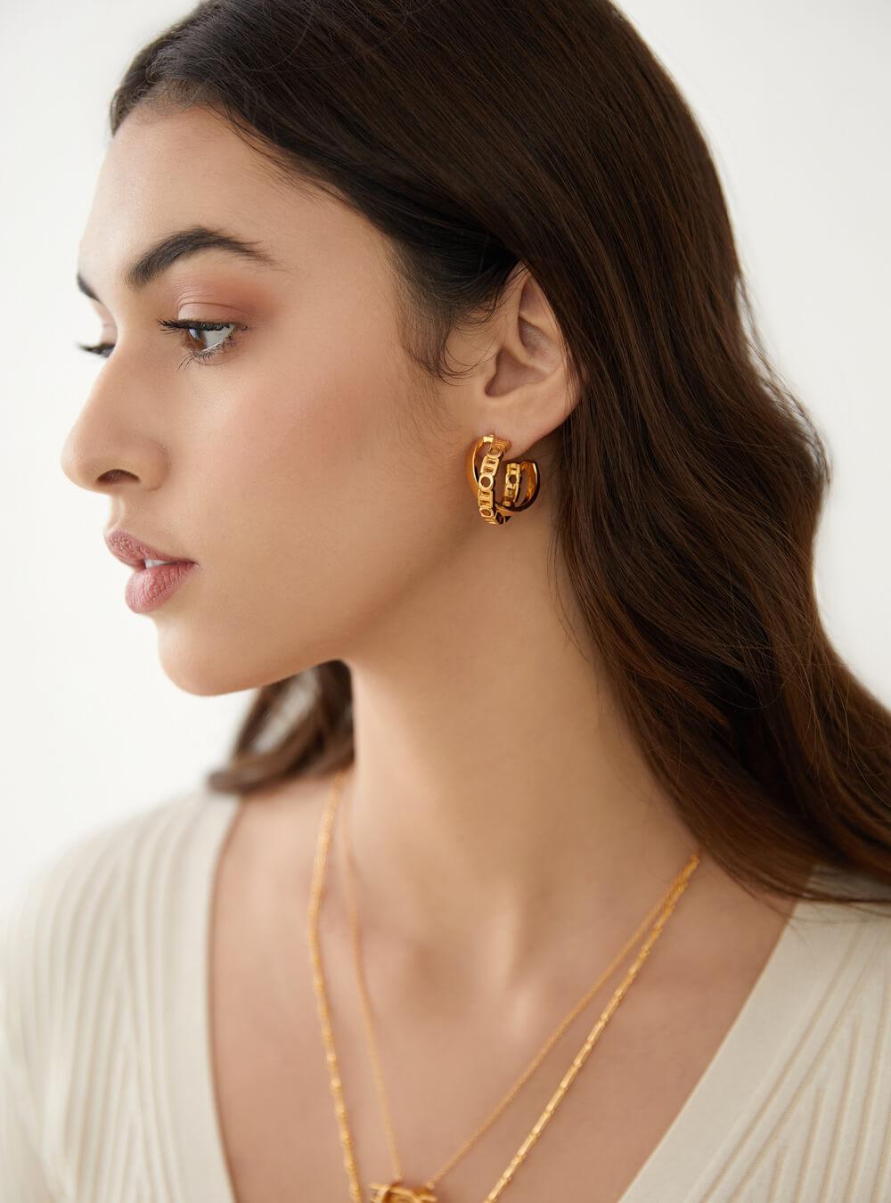 O.H Monogram Mini Archway Hoops - The Couture by KJH