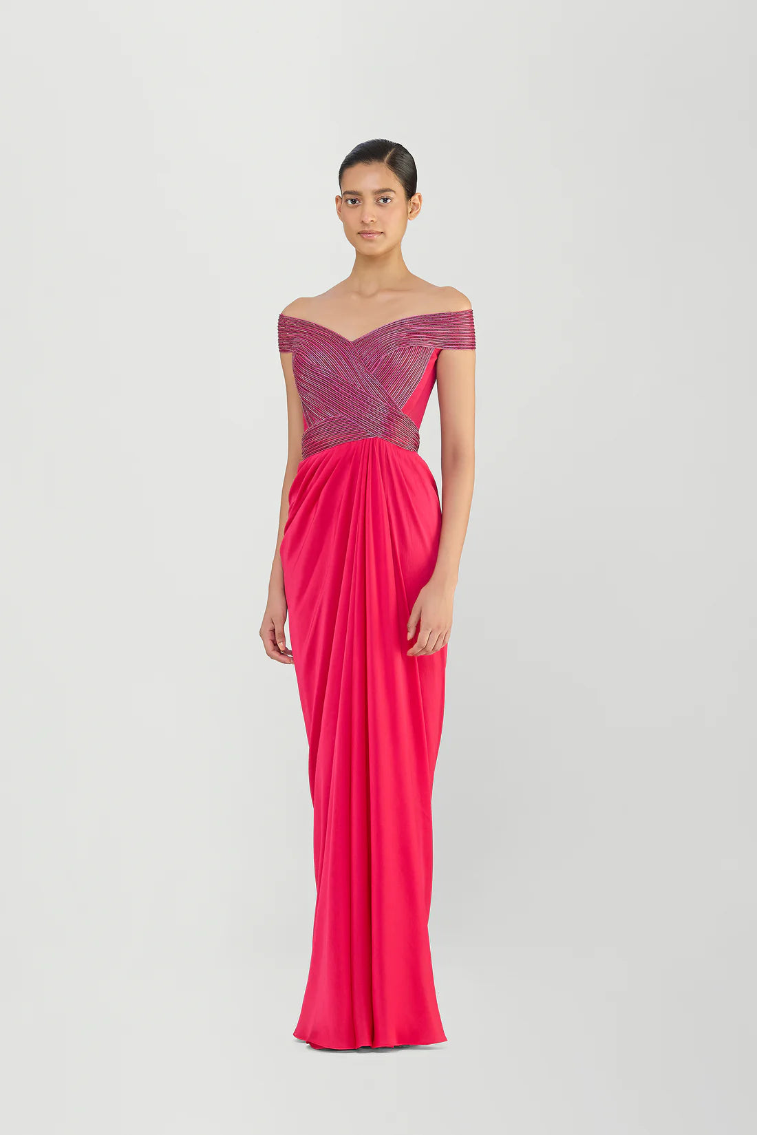 Moulded Gown With A Chiffon Drape