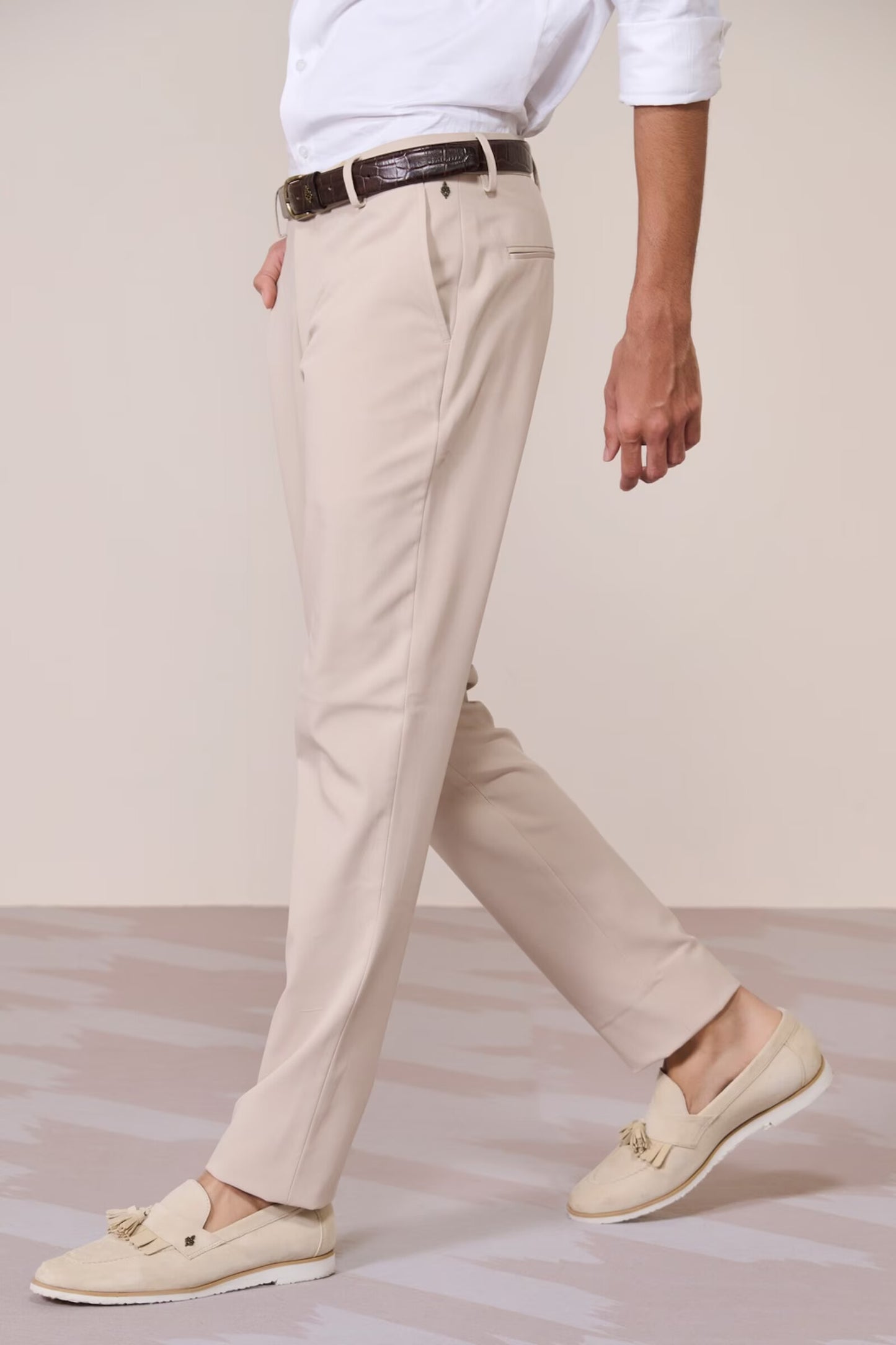 Ecru Straight-Leg Trousers