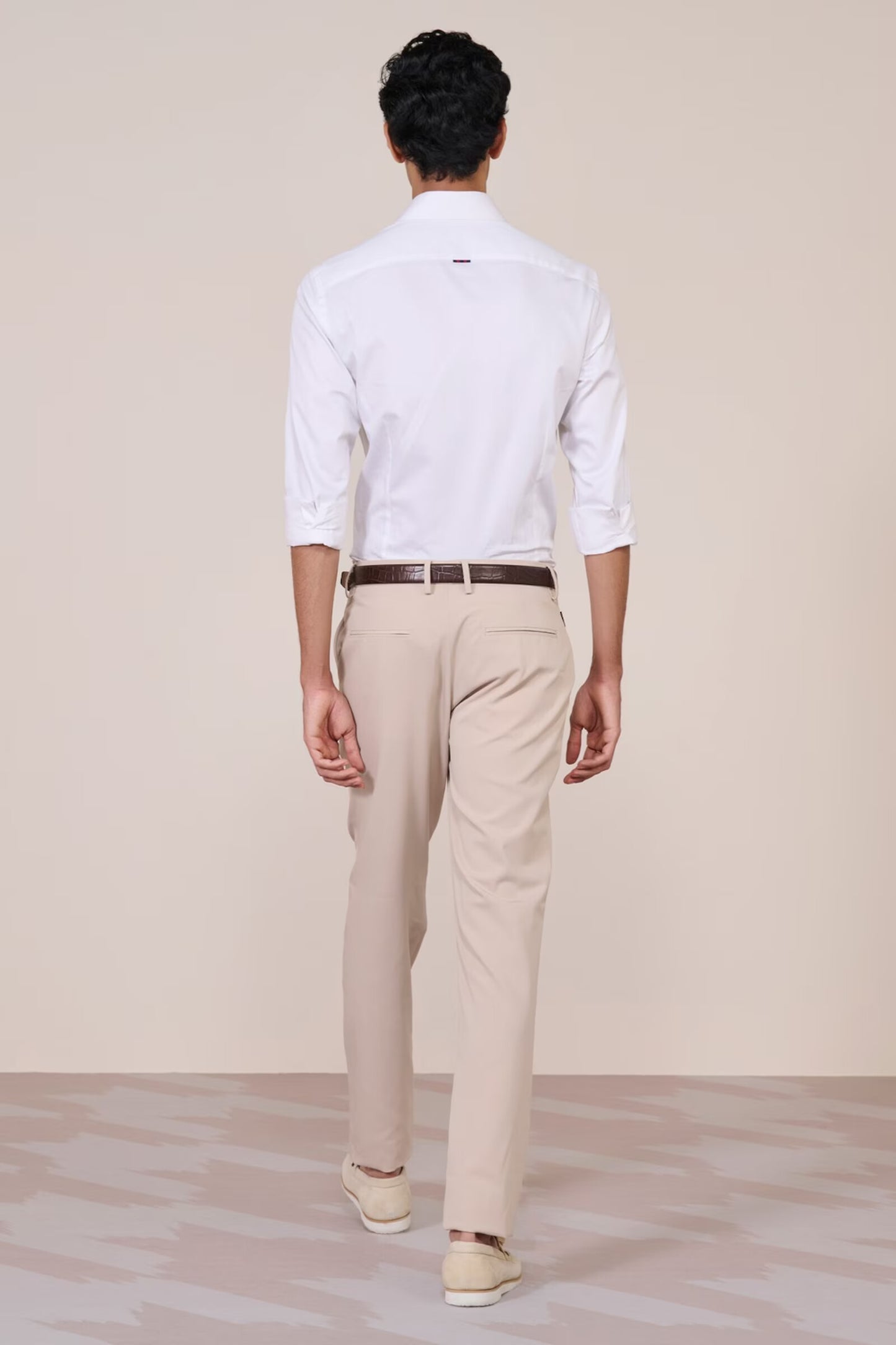 Ecru Straight-Leg Trousers