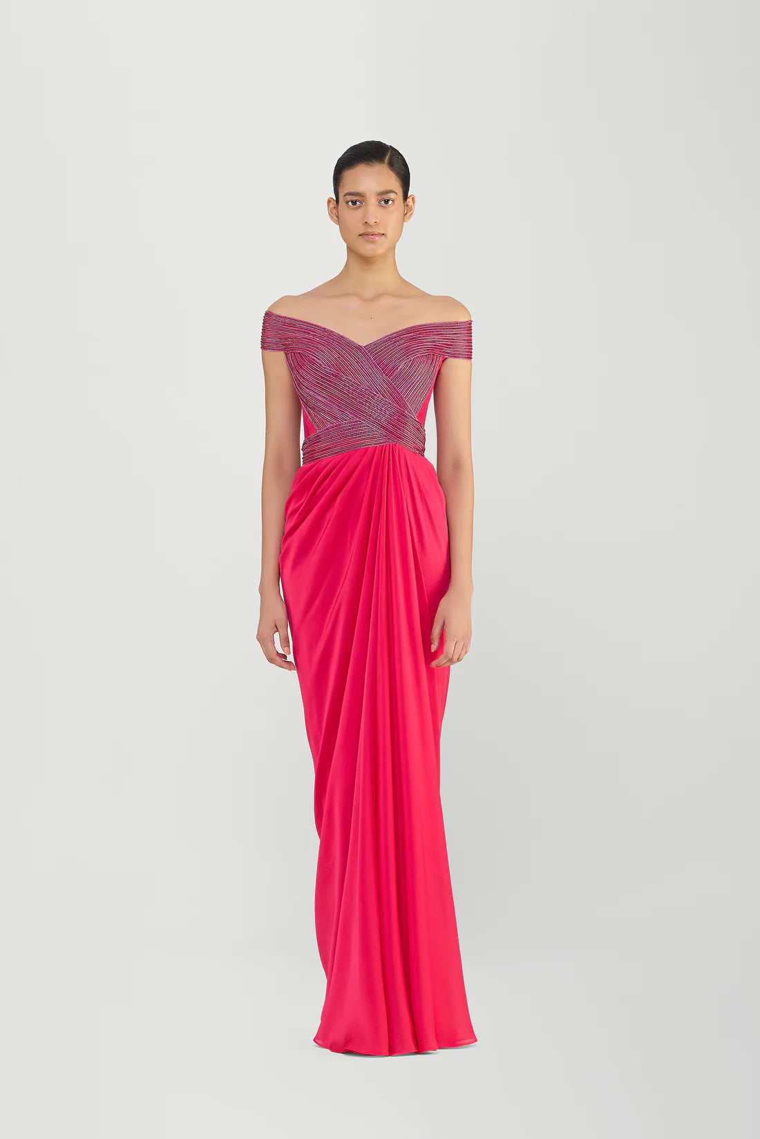Moulded Gown With A Chiffon Drape