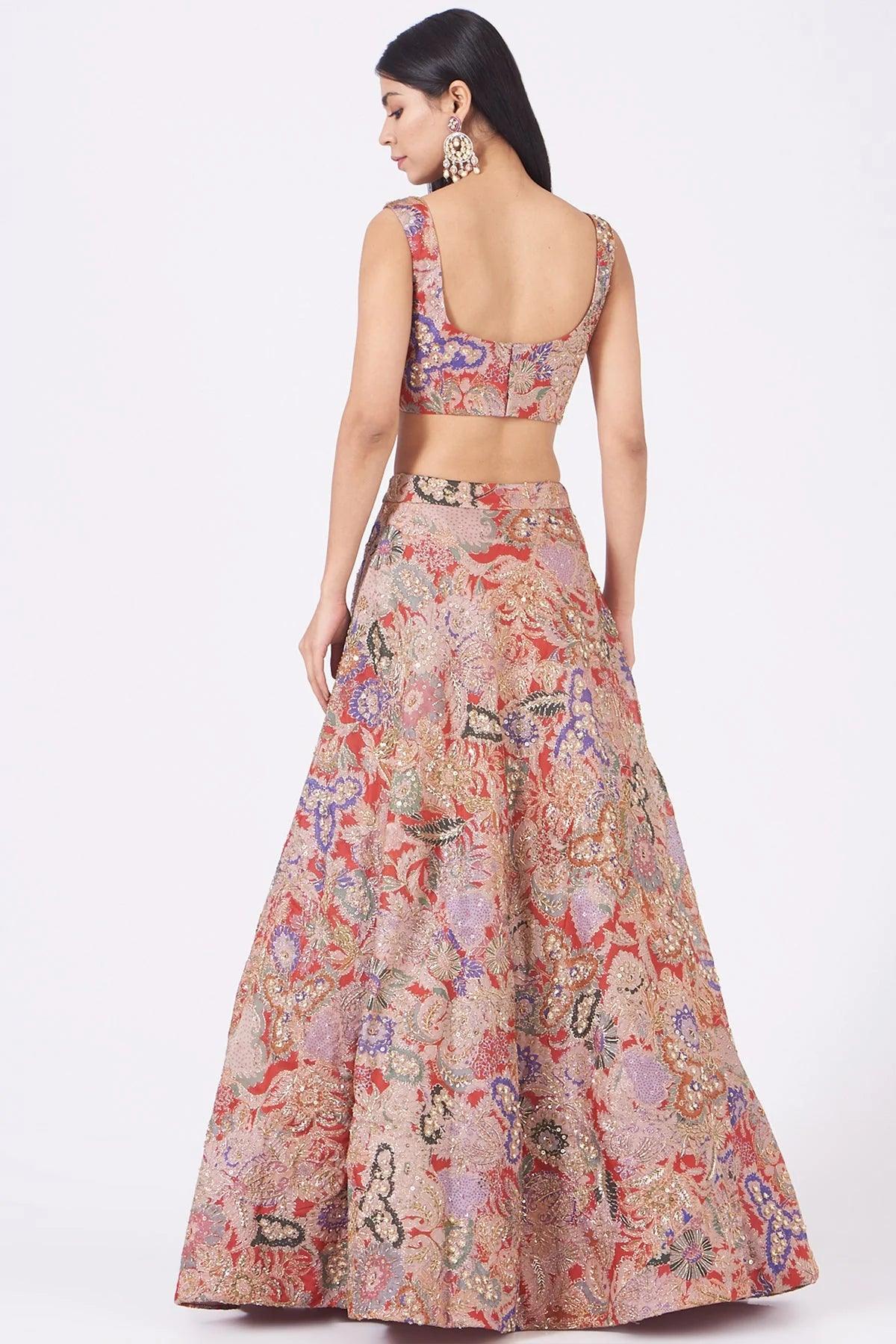 Floral Embroidered Lehenga - The Couture by KJH