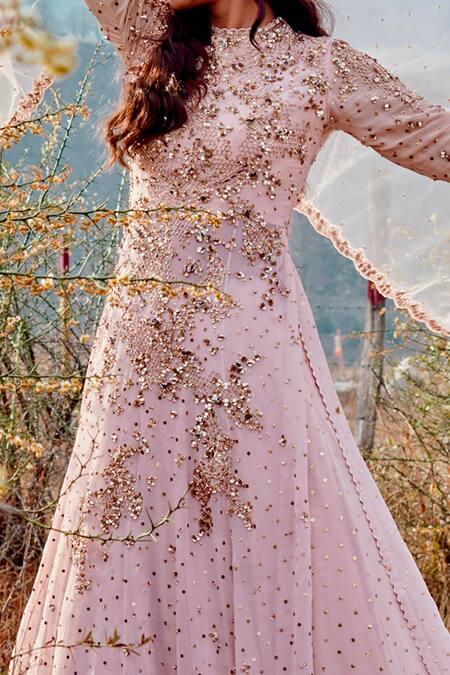 White Chiffon Embroidered Floral Round Lehenga Set - The Couture by KJH