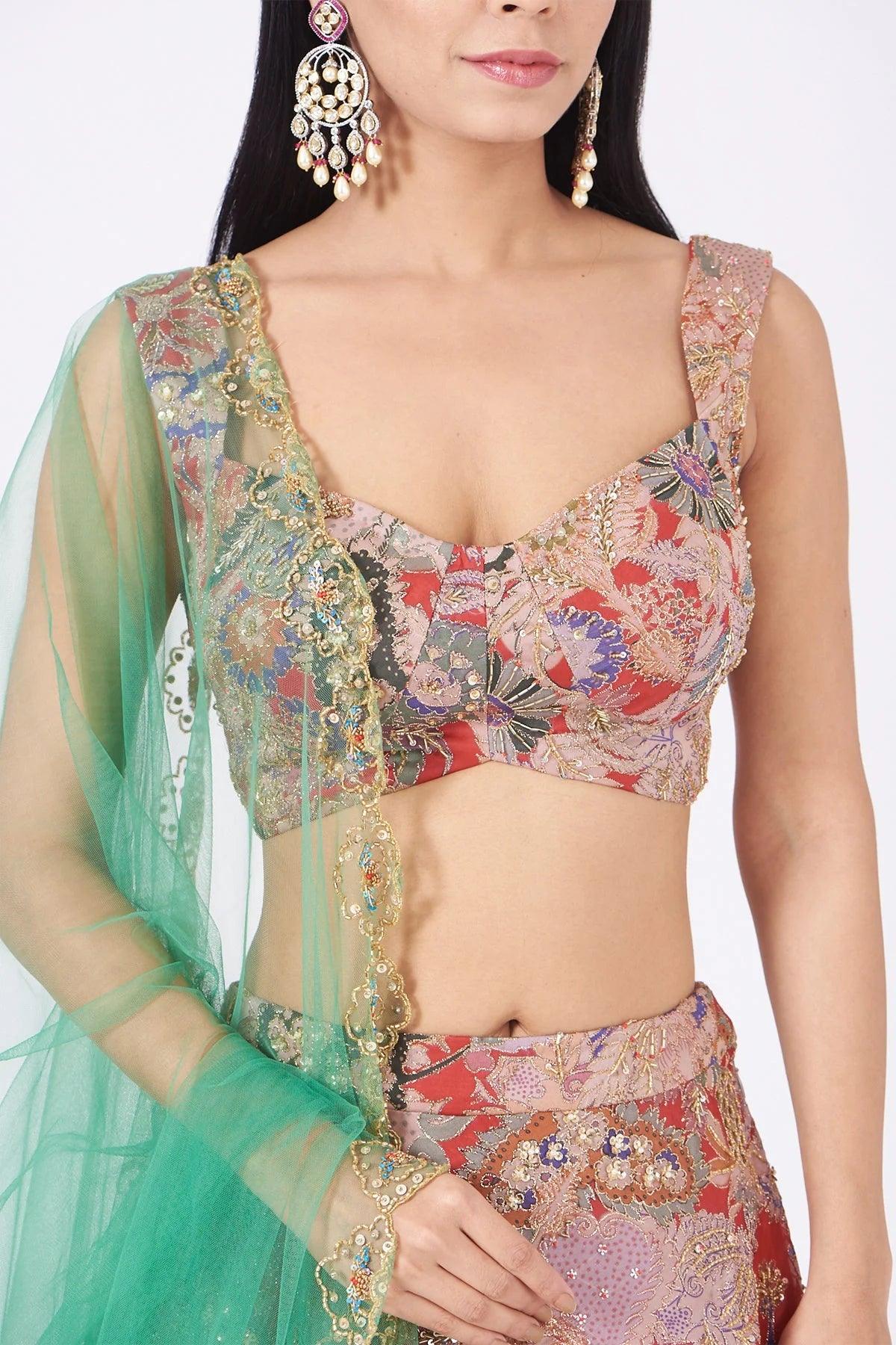 Floral Embroidered Lehenga - The Couture by KJH