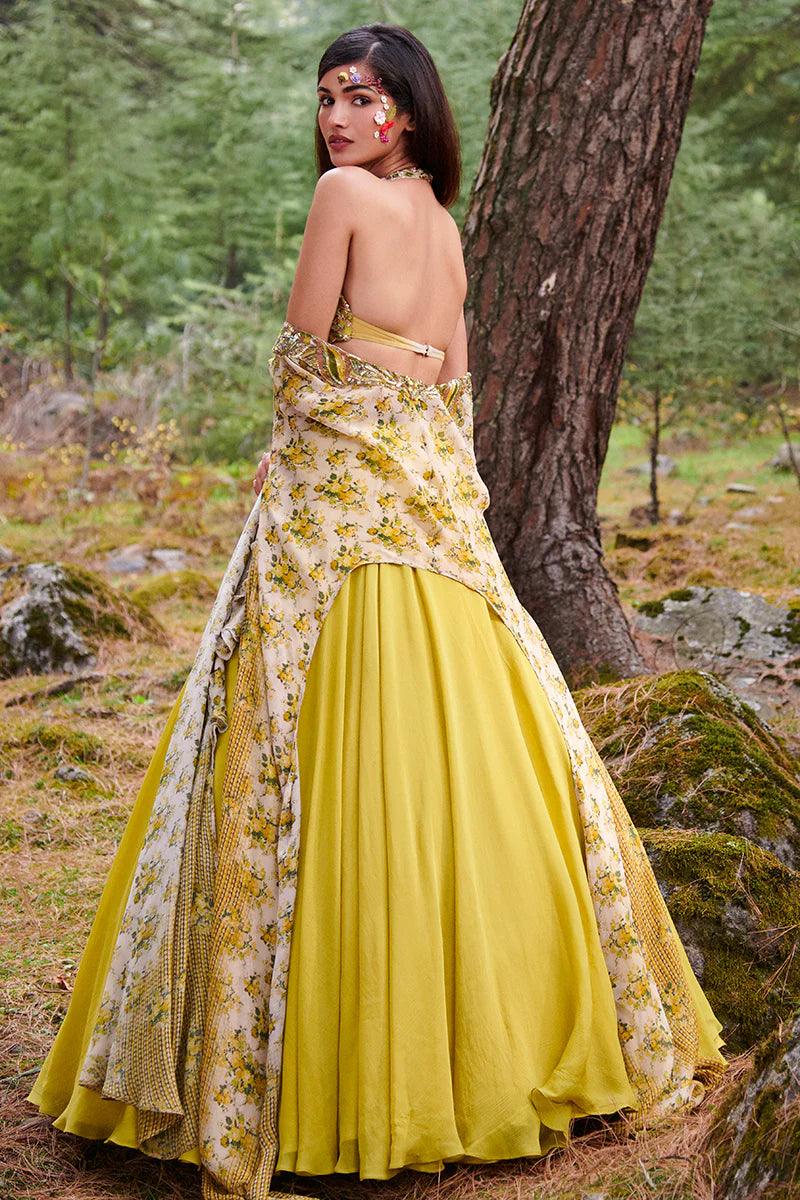 "Sweet Meadow" Chiffon Lehenga Set - The Couture by KJH