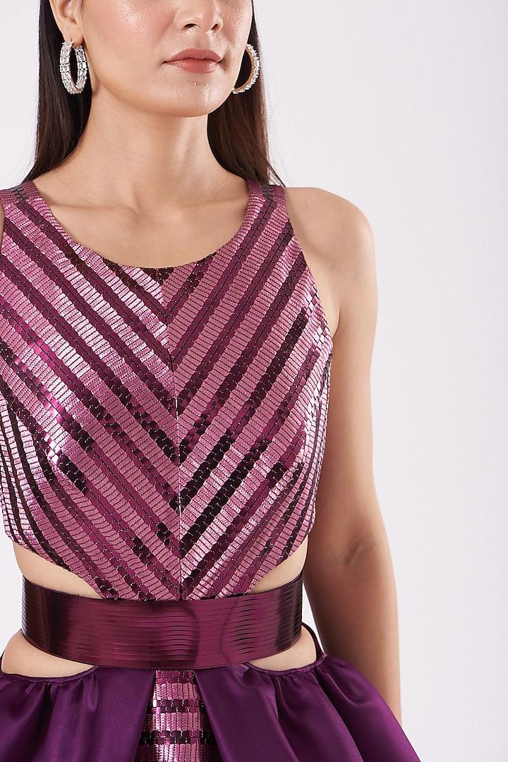 Berry Metallic Skater Dress - The Couture by KJH