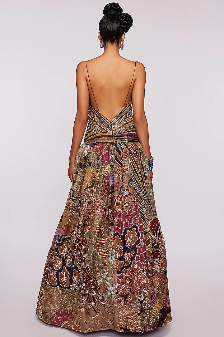 Pink Printed & Embellished Gown - The Couture by KJH