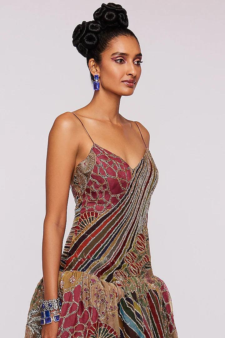 Pink Printed & Embellished Gown - The Couture by KJH