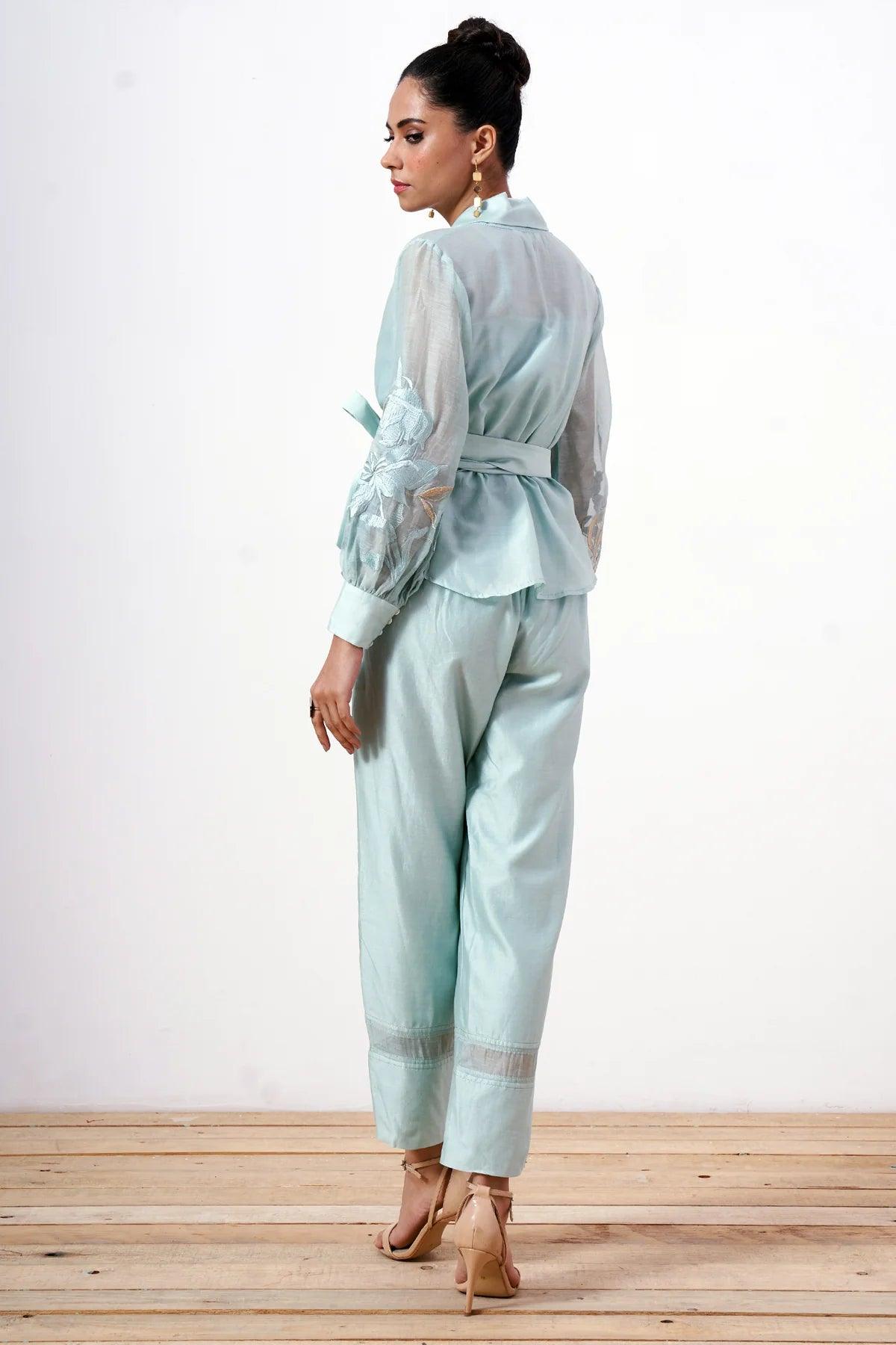 Grace - Mint Wrap Top with Ankle Pants - The Couture by KJH