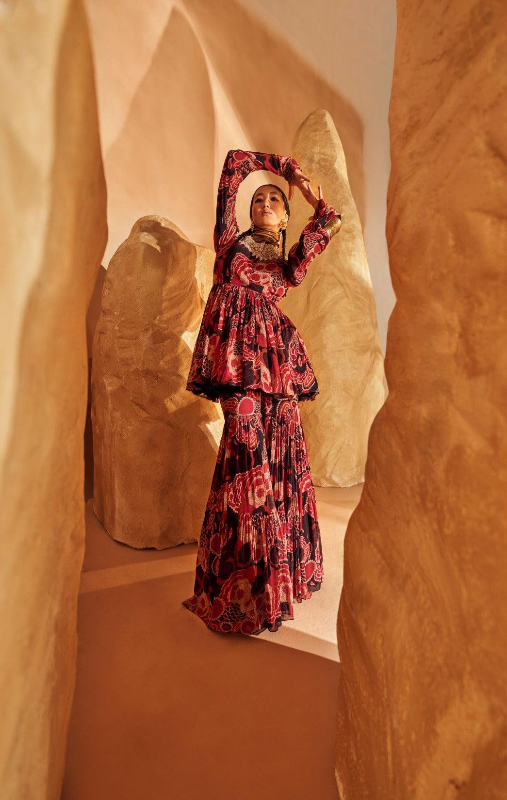 Gulbahar Peplum & Sharara Set - The Couture by KJH