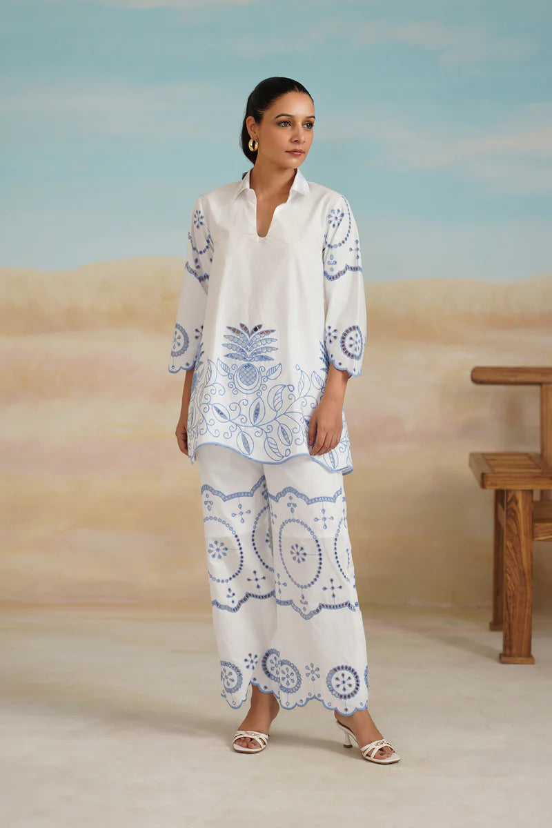 ASTER POPLIN COTTON EMBROIDERED MATCHING SET