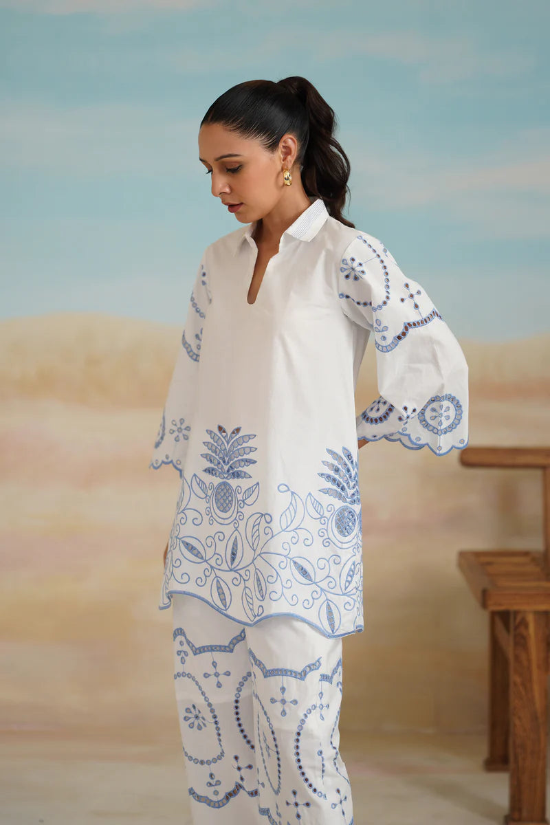 ASTER POPLIN COTTON EMBROIDERED MATCHING SET