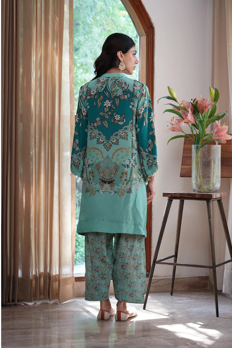 GULBAHAAR HAND EMBROIDERED CREPE PRINTED MATCHING SET