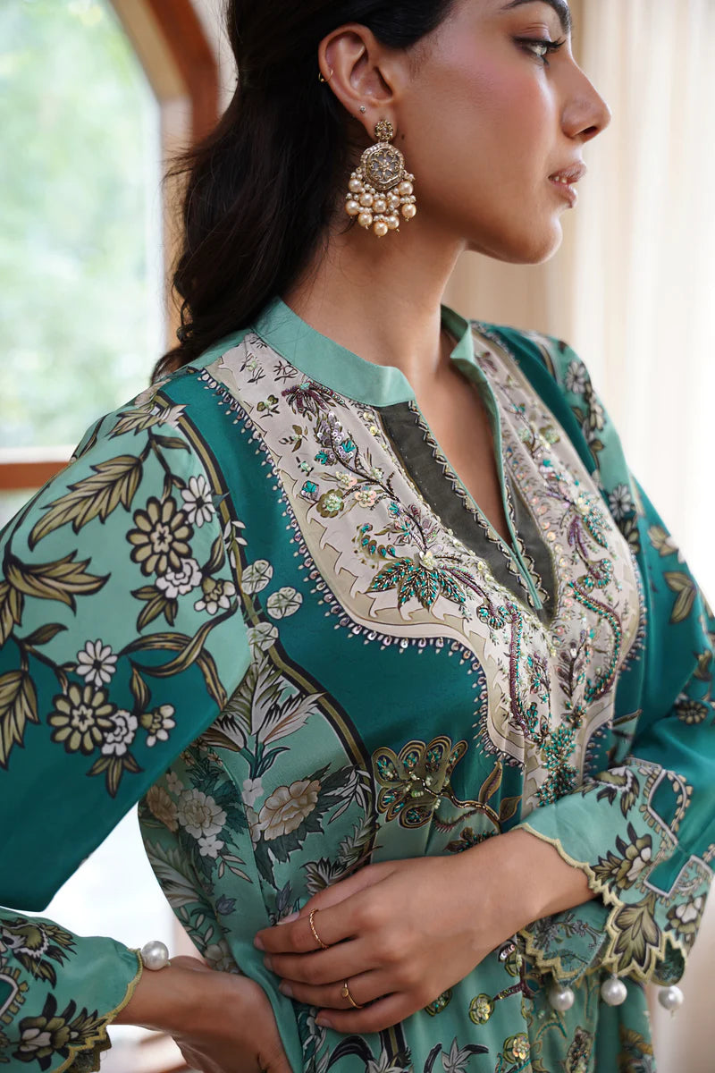 GULBAHAAR HAND EMBROIDERED CREPE PRINTED MATCHING SET