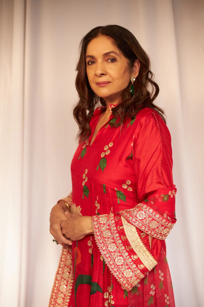 Red Spring Blossom Culotte Set