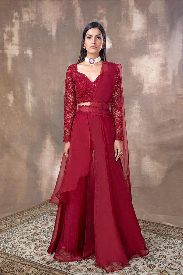 ROSA EMBROIDERED SHARARA SAREE - The Couture by KJH