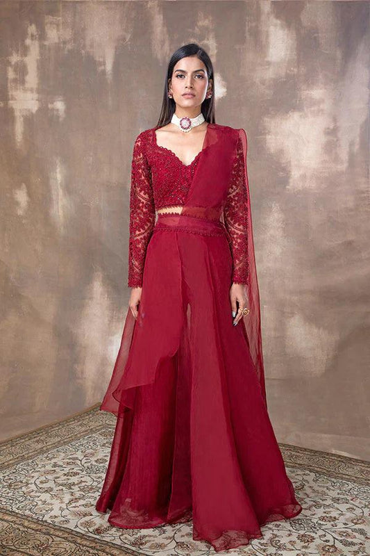 ROSA EMBROIDERED SHARARA SAREE - The Couture by KJH