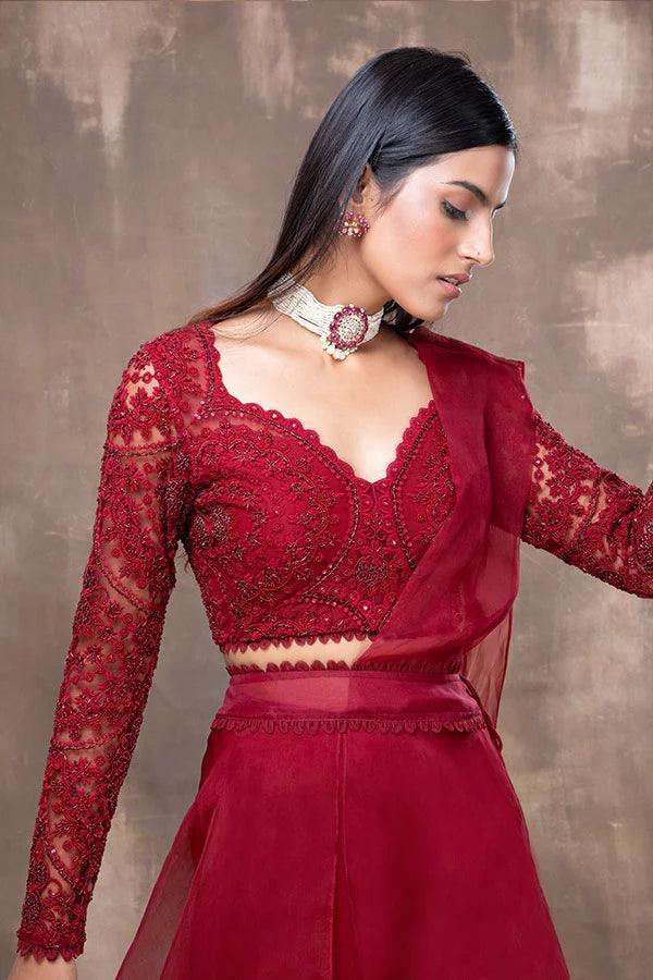 ROSA EMBROIDERED SHARARA SAREE - The Couture by KJH