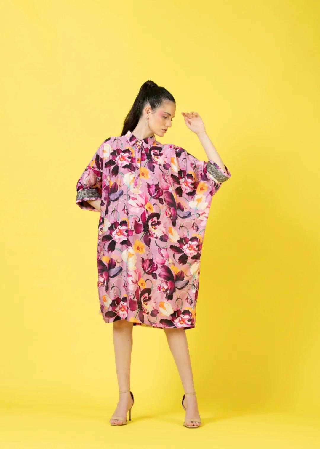 AMBER AND PURPLE KAFTAN SHIRT DRESS - The Couture by KJH