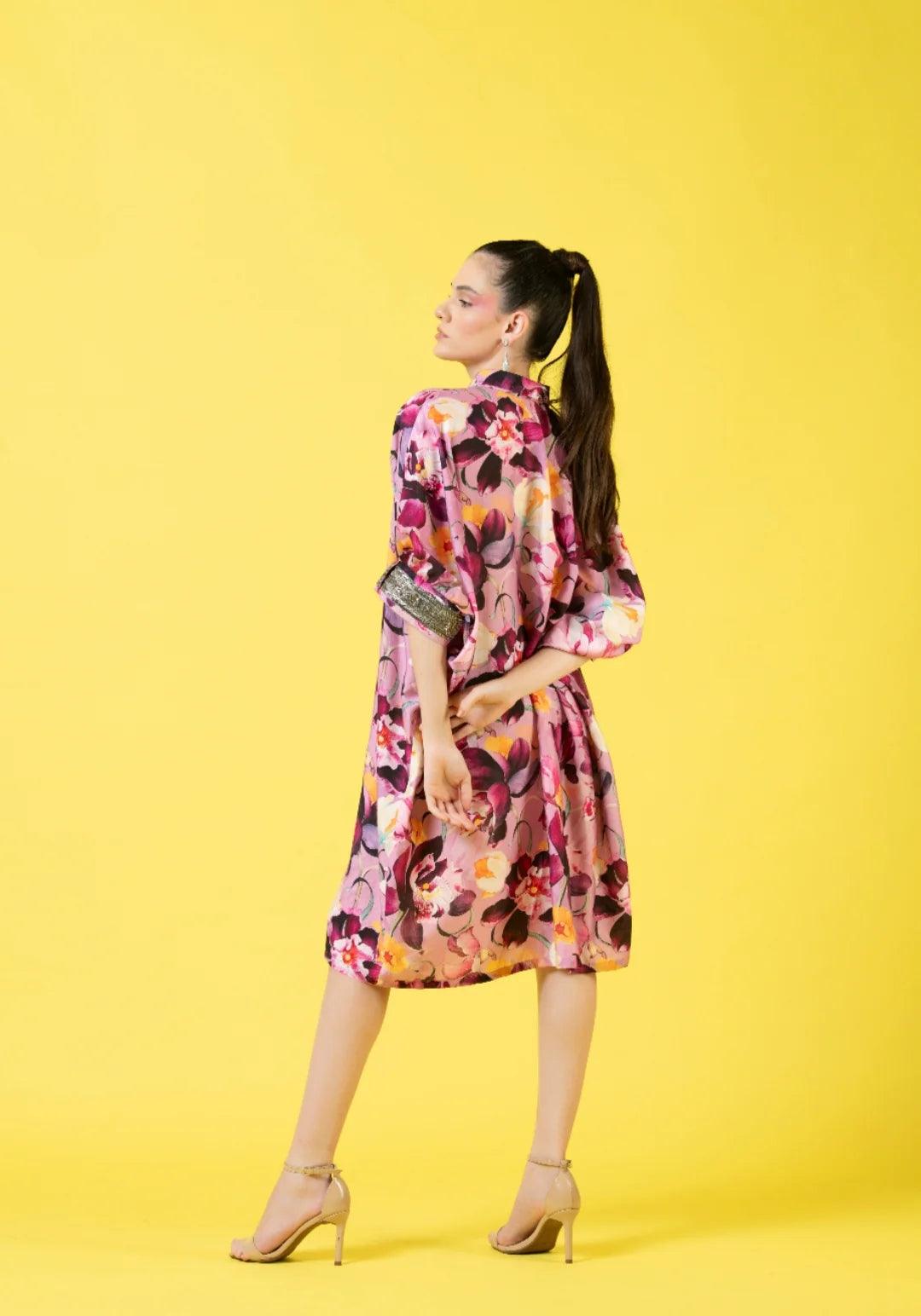 AMBER AND PURPLE KAFTAN SHIRT DRESS - The Couture by KJH