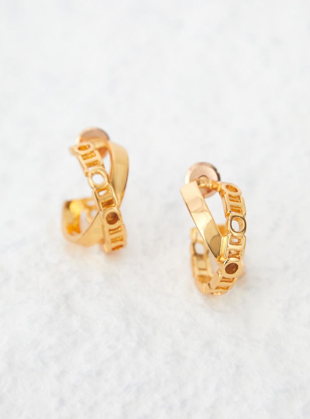 O.H Monogram Mini Archway Hoops - The Couture by KJH