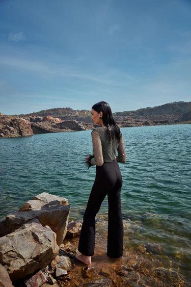 RHINESTONE FUR BLACK-JUMPSUIT - The Couture by KJH