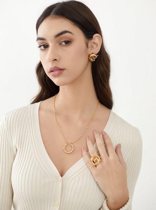 O.H Monogram Archway Pendant Necklace - The Couture by KJH