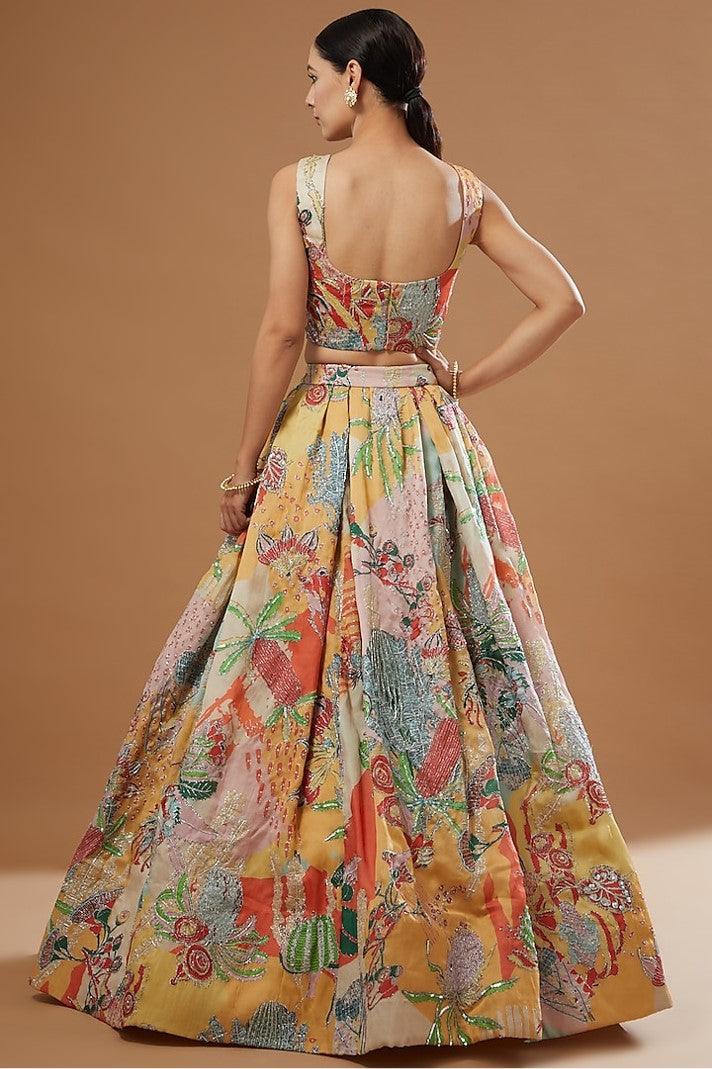 Yellow Organza Embellished Lehenga Set - The Couture by KJH