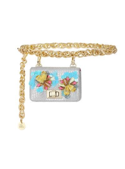 Silver Embellished Chain-Link Belt Bag - The Couture by KJH
