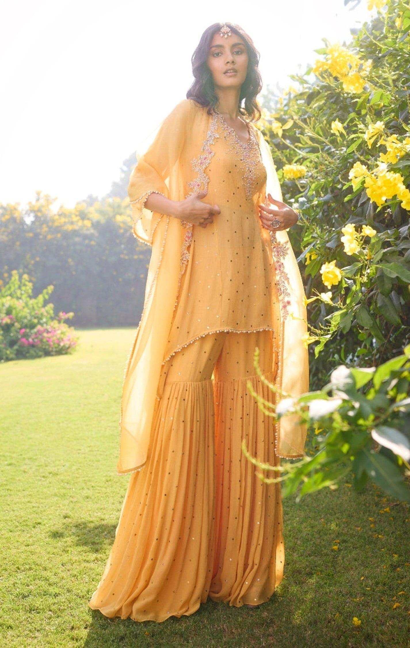 "Alina" Short Kurta And Sharara - The Couture by KJH