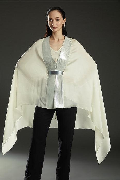 Ivory Chiffon Draped Cape - The Couture by KJH