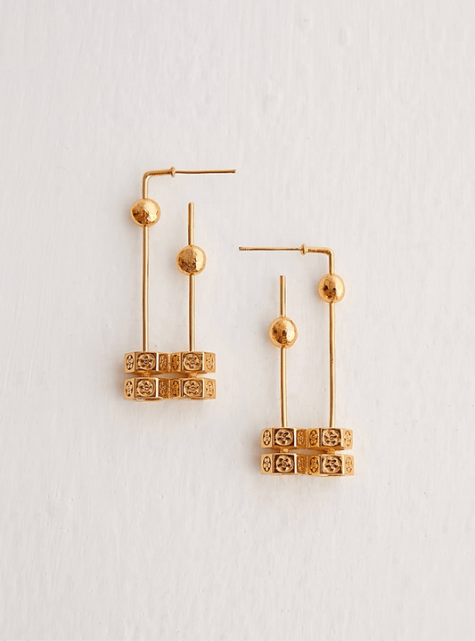 Gold Plated Bolt Drop Hoop Earrings - The Couture by KJH