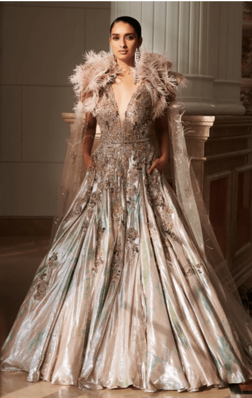 "Delisha" Ivory Lurex Hand Woven Bridal Gown - The Couture by KJH