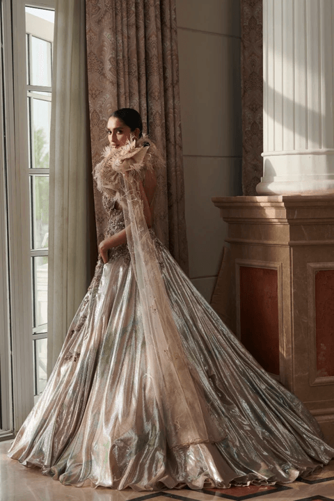 "Delisha" Ivory Lurex Hand Woven Bridal Gown - The Couture by KJH