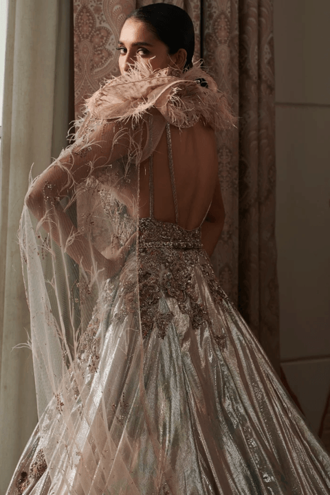 "Delisha" Ivory Lurex Hand Woven Bridal Gown - The Couture by KJH