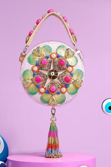 Lilac Embellished Round Bag - The Couture by KJH