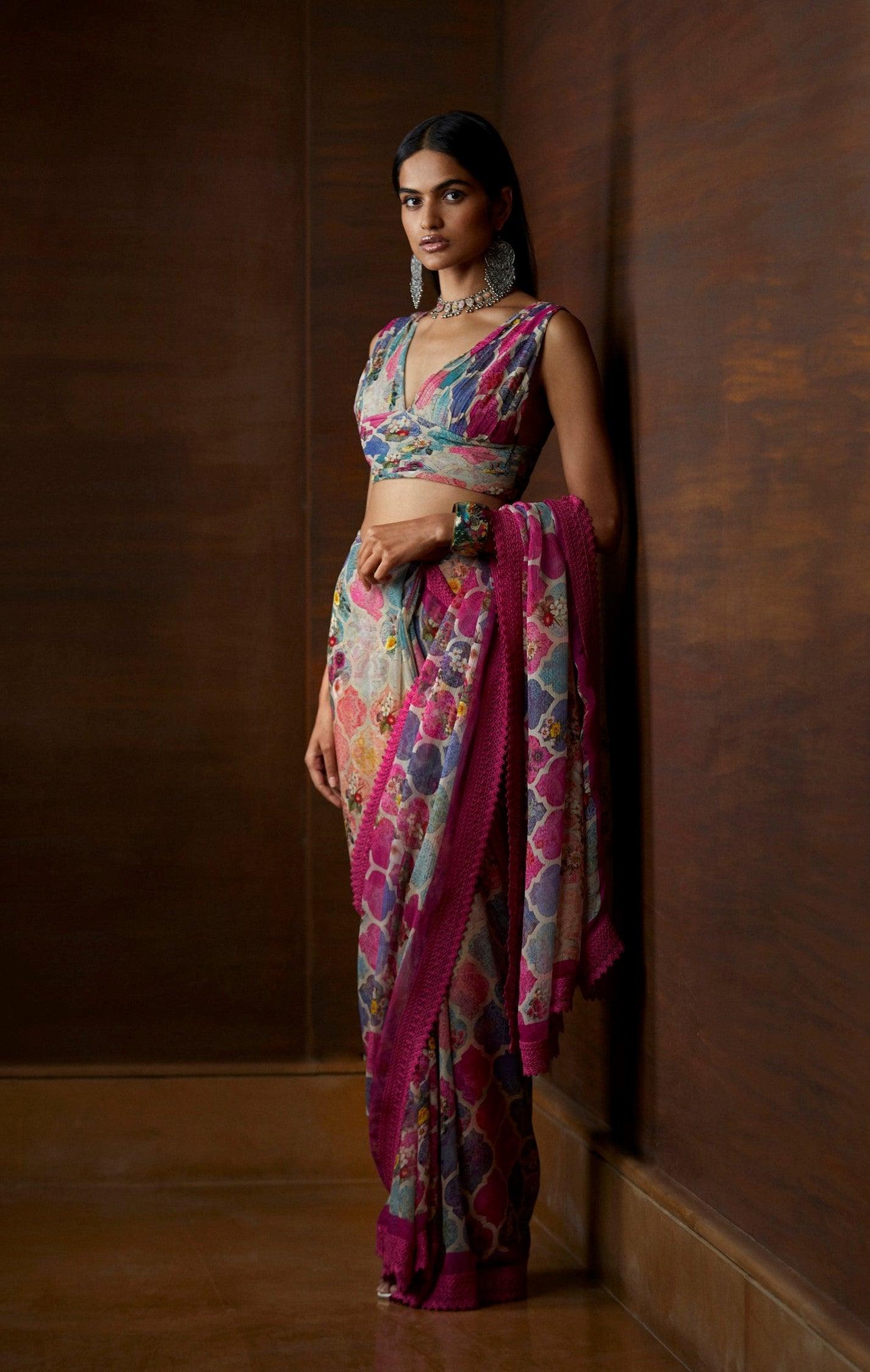 Moroccan Touch Printed Saree - The Couture by KJH