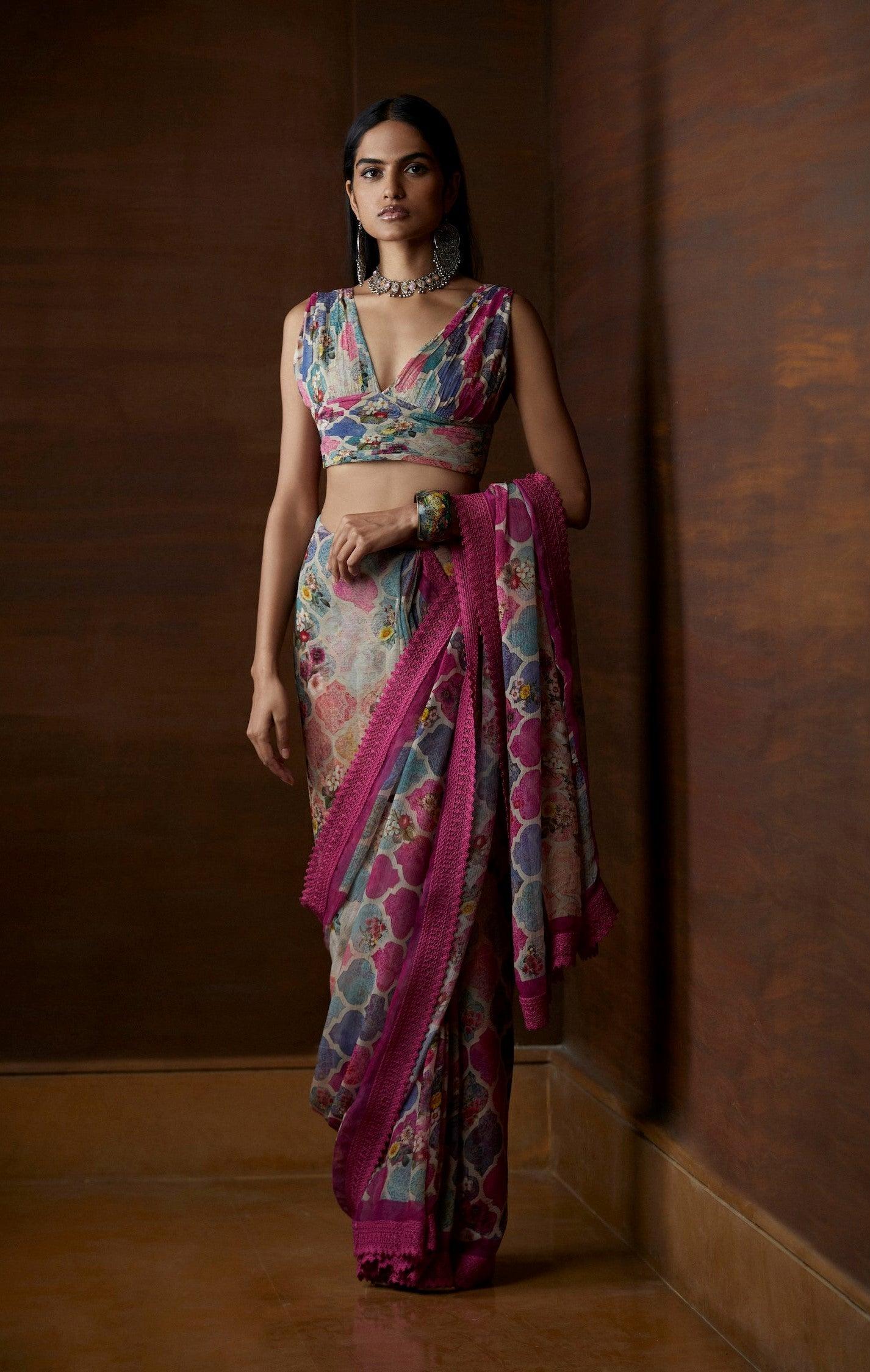 Moroccan Touch Printed Saree - The Couture by KJH