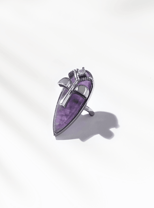 Gavi Amethyst Signet Ring In Silver Finish - The Couture by KJH