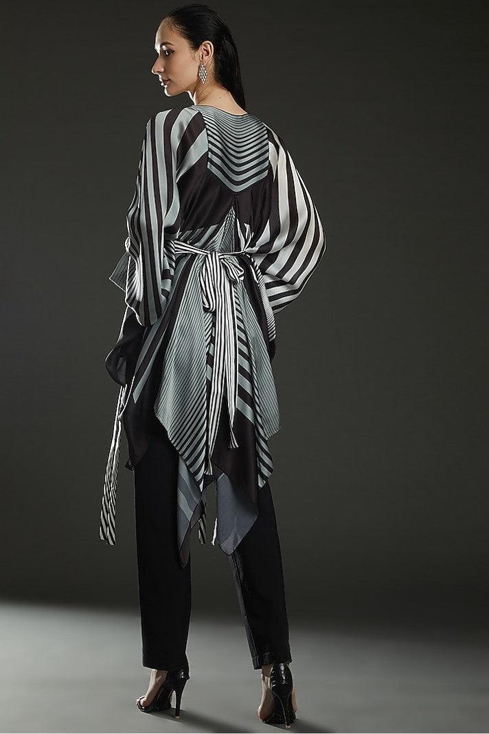 Black & White Chiffon Striped Top - The Couture by KJH