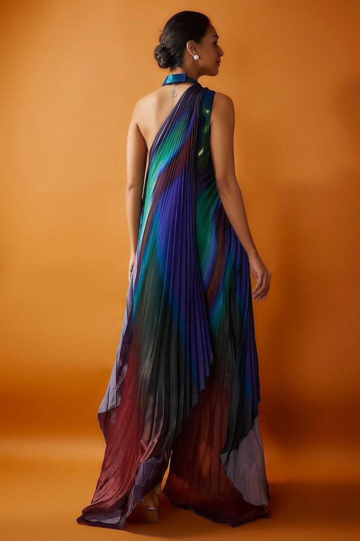Green & Teal Chiffon Gown - The Couture by KJH