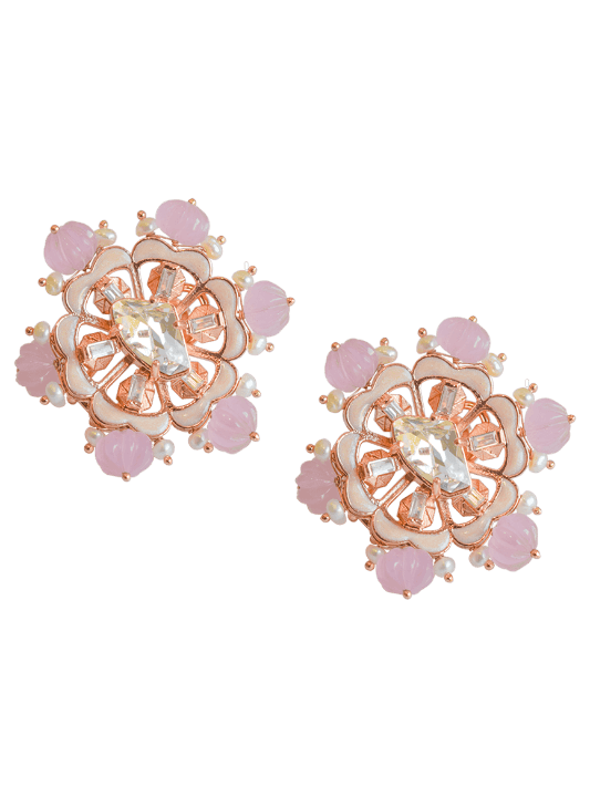 Fluora Eternite Blush Ear Studs - The Couture by KJH