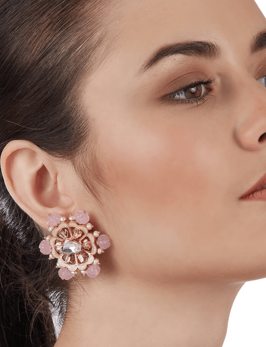Fluora Eternite Blush Ear Studs - The Couture by KJH