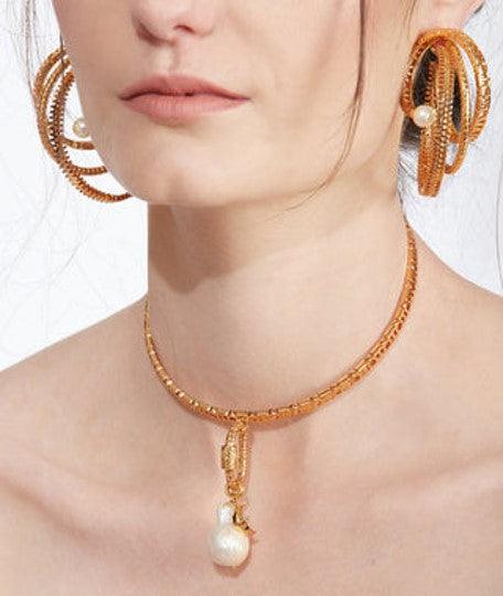Myriad Twisted Pearl Hoop Earring - The Couture by KJH
