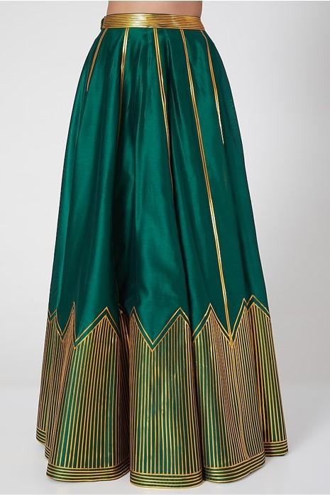 Emerald Green Silk Chanderi Lehenga Set - The Couture by KJH