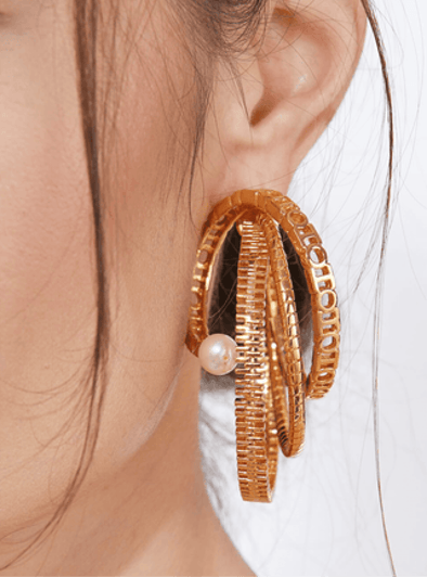Myriad Twisted Pearl Hoop Earring - The Couture by KJH